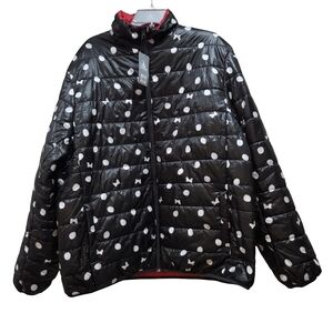 Disney Store Minnie Mouse Full Zip Reversible Puffer Jacket Women's Large NEW